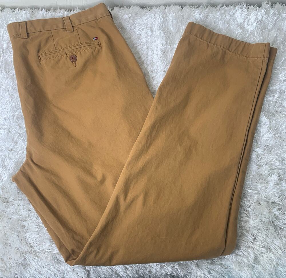 Tommy Hilfiger Rust Chino Pants Sz 38 x 34 Flat Front 100% Cotton